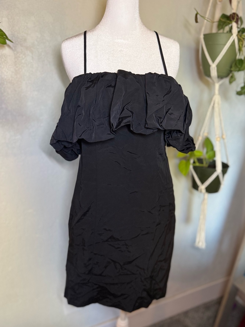 a new day Black Ruffle Off-Shoulder Mini Dress
